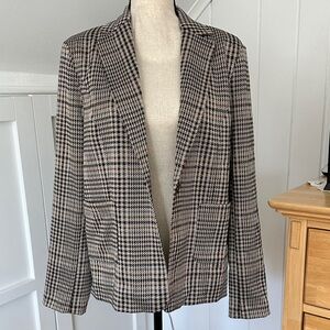 Amanda & Chelsea Plaid Houndstooth Blazer - Brown Black